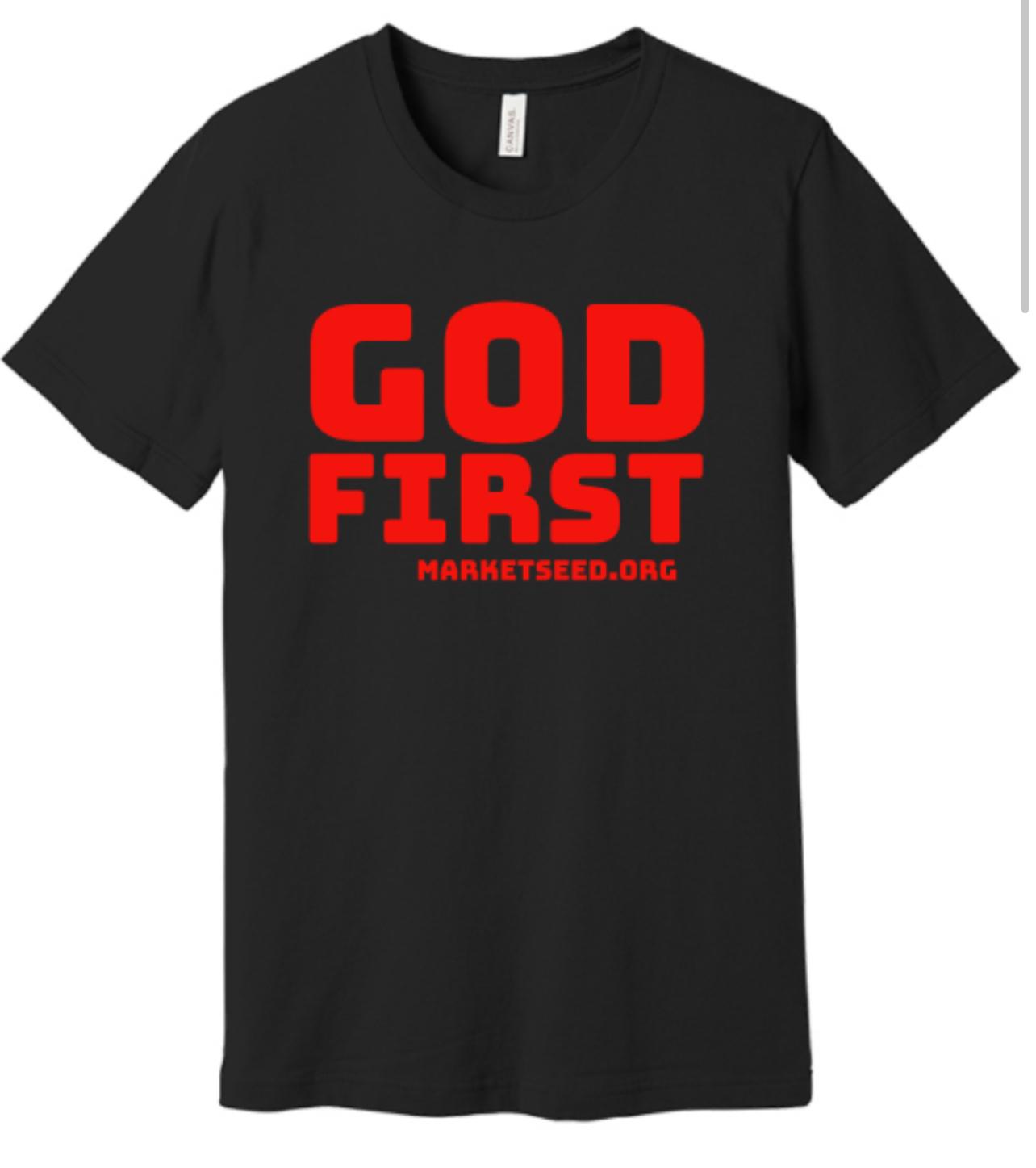 男女通用平纹针织短袖 T 恤 - God First