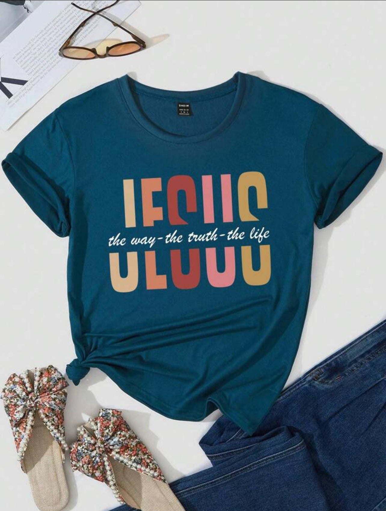 Camiseta cristiana de manga corta para mujer - Sé la luz