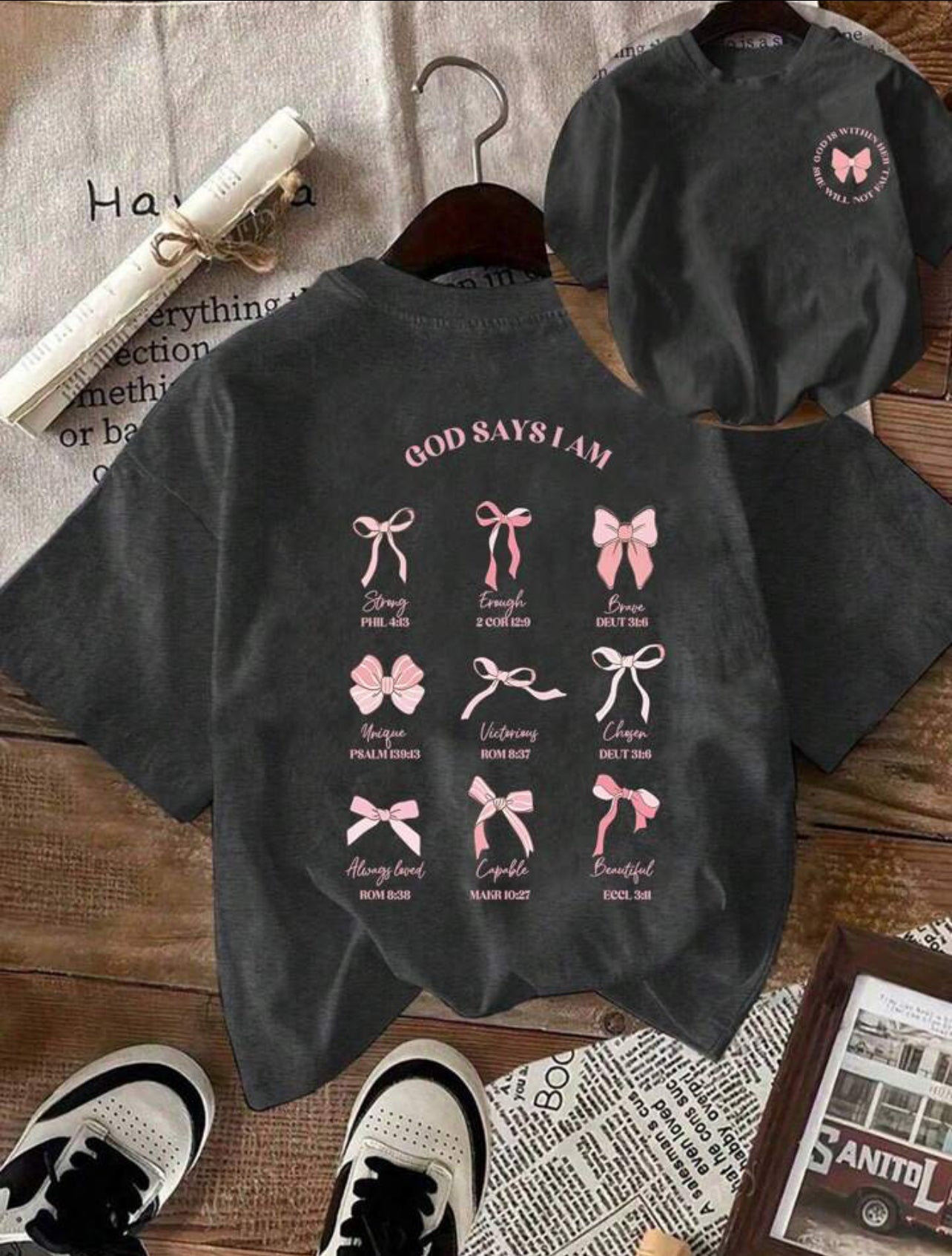 基督教女式短袖 T 恤 - 上帝说我是
