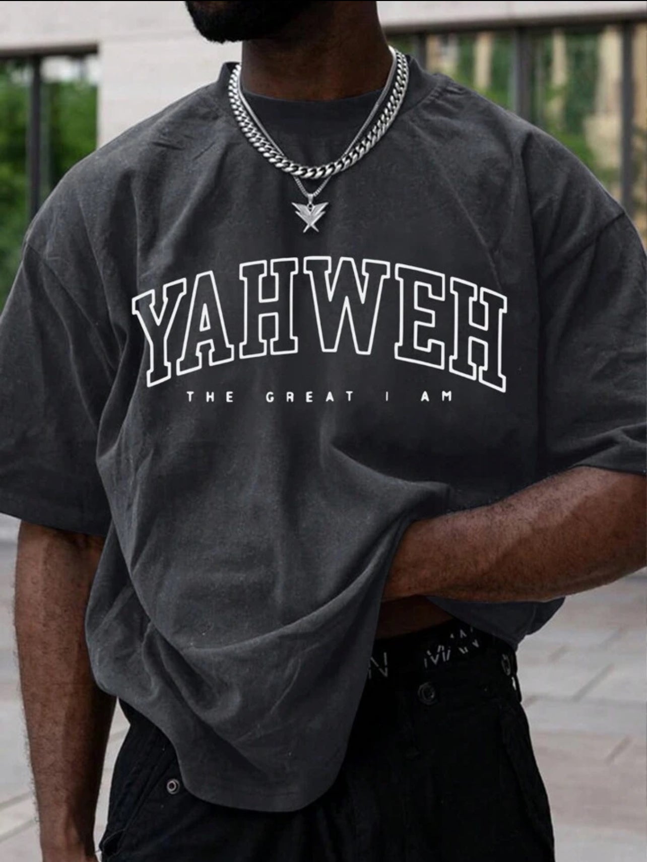 基督教男士短袖图案 T 恤 - YAHWEH