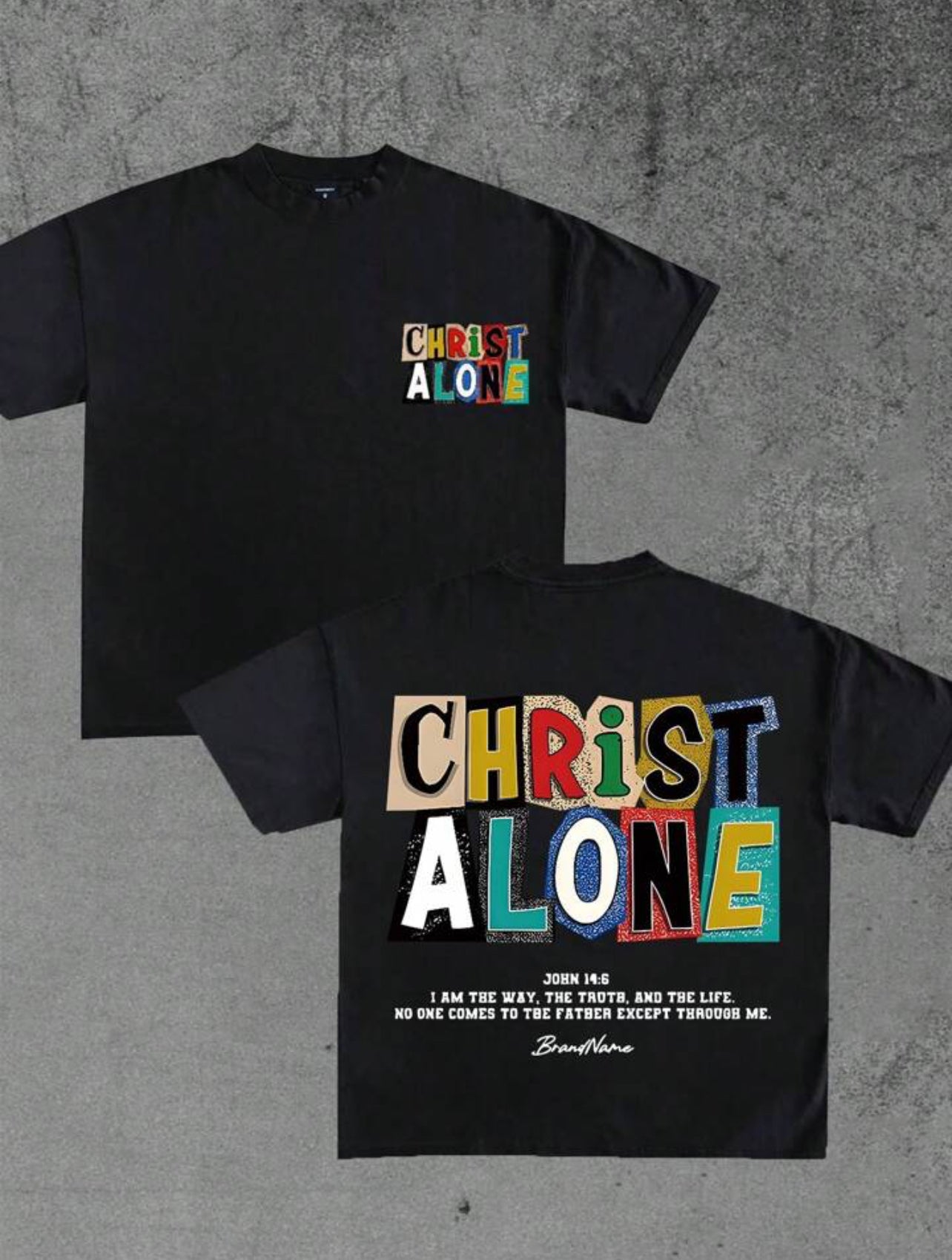 基督教男士短袖图案 T 恤 - Christ Alone