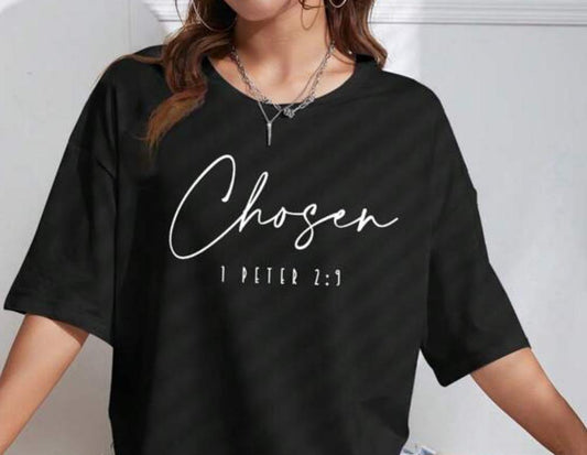 Camiseta cristiana de manga corta para mujer - Chosen